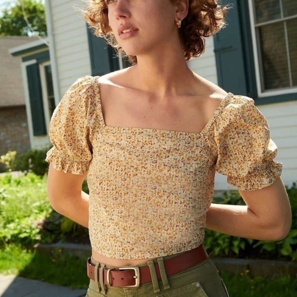 Madewell smocked floral top